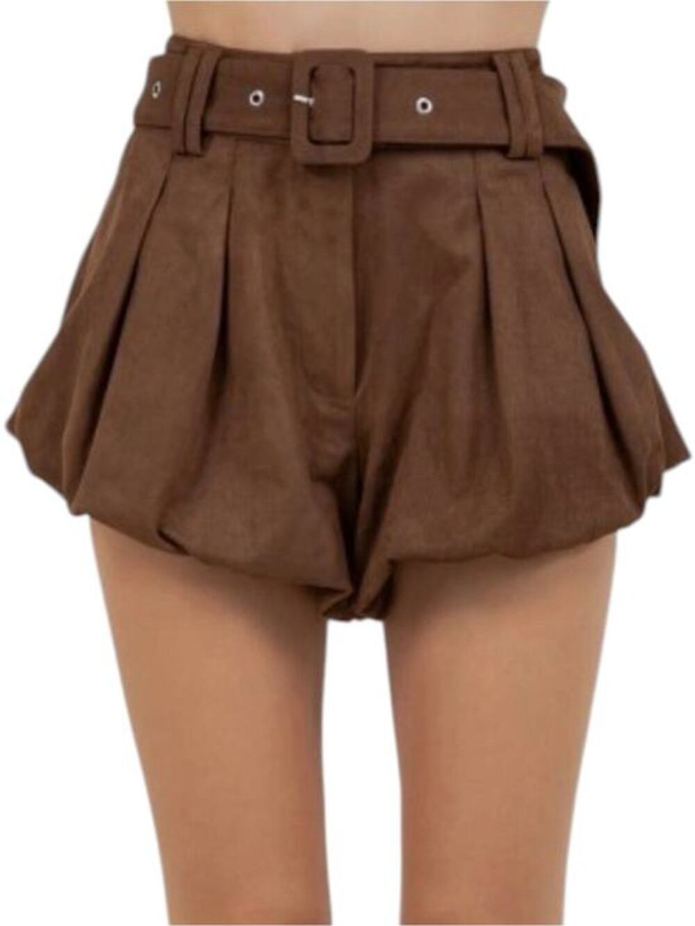 Whiteroom + Cactus Women’s XS Brown
 Faux Suede High Waist Belted Bubble Shorts
